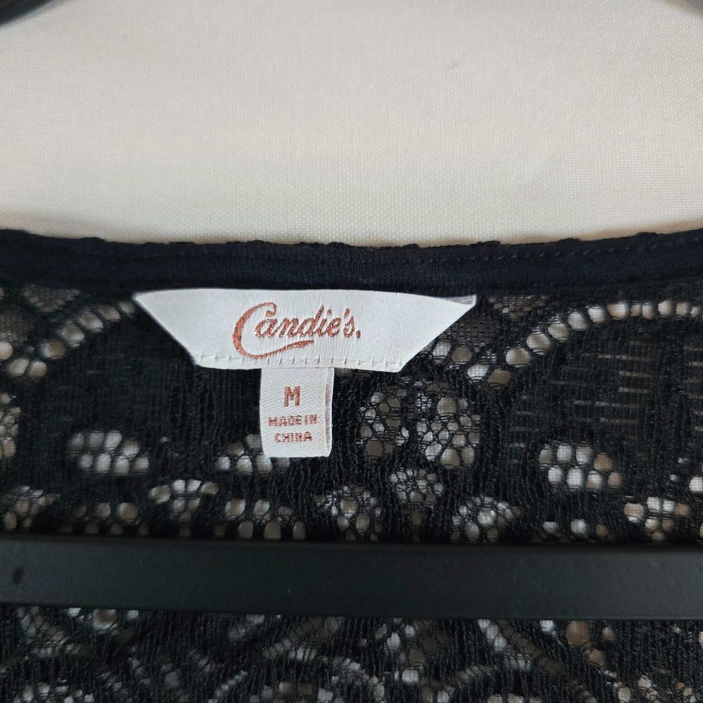 Candies black top with knit sleeves and back - Picture 3 of 4